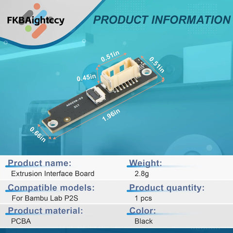Extrusion Interface Board Replacement For 3D Printer P2S Compatible PCB Adapter, black PCBA material, product details shown