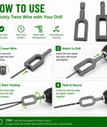 How to use Super Heavy Duty Electric Drill Wire Twister Attachment for Fencing and Rebar Tying in four simple steps.