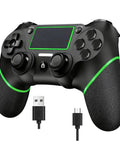 Wireless PS4 Controller For PS4 Slim Pro And Windows PC With Touchpad Vibration Built In Speaker Black Green USB-C cable