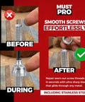 All Thread Repair Bit For Drill And Chamfering Deburring External Chamfer Tool in use, thread cleaner before and after bolts.