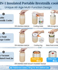Killer Three In One Breast Milk Chiller And Portable Bottle Cooler With Double Wall Stainless Steel Build For Hassle Free Nursing Storage And Slick Travel Feeding Essentials image showing portable 304 stainless steel jars and cooling components.