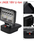 18V Cordless LED Work Light 30W High Lumen Floodlight with robust ABS housing and LED chips for bright illumination.