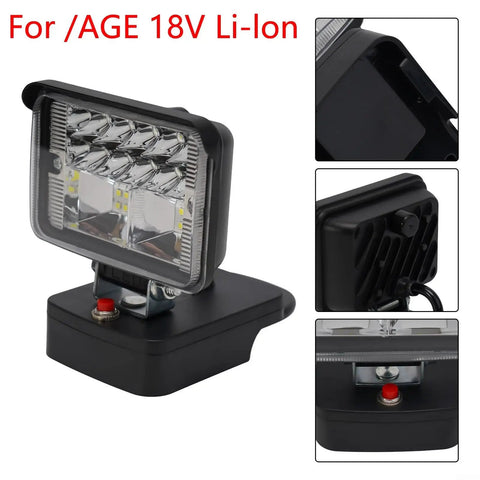18V Cordless LED Work Light 30W High Lumen Floodlight with robust ABS housing and LED chips for bright illumination.