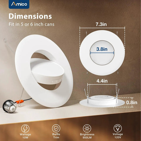 Killer Brightness 6 Inch Gimbal Eyeball Led Recessed Can Light 12 Pack 360 Rotate Tilt 5 Cct Adjustable Hella Flexible Spotlight Retrofit Trim Kit For Accent Lighting