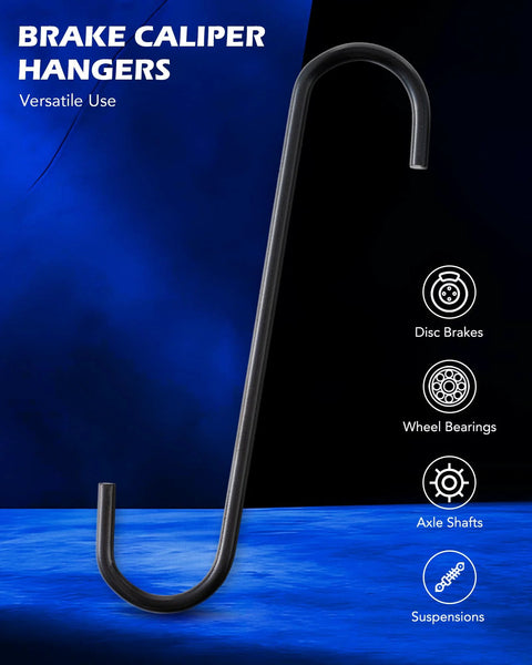 Black steel brake caliper piston compressor tool with a curved J-hook for universal caliper spreading