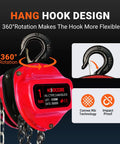 Beefed Up 1 Ton Hand Chain Hoist For Engine Lifts And Heavy Duty Work In Garages And Warehouses, Perfect For Auto Shops, 10 Ft Lift Range, Built With Durable Alloy Steel Chain And Reinforced Gears For Long Lasting Performance, 360° swivel hook