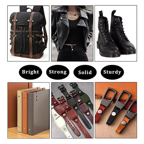 Quality Badass Gun Black Chicago Screw Kit Features Fifty Sets Of M5X4 Leather Rivet Fasteners For Slick DIY Craft Projects And Heavy Duty Repair Jobs.