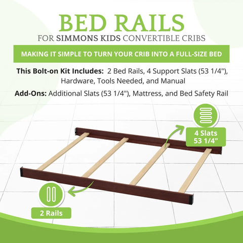 Full Size Conversion Kit Bed Rails For Simmons Kids Convertible Cribs Bolt On Solid Wood Toddler Bed Rails Espresso Truffle Finish
