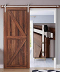 6 Ft Brushed Nickel Sliding Barn Door Hardware Kit With Straight Pulley Built To Last Steel Ball Bearing Rollers Installed