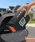 Portable Power Station 120W 240W Peak Solar Generator With 88Wh Battery being placed in a backpack