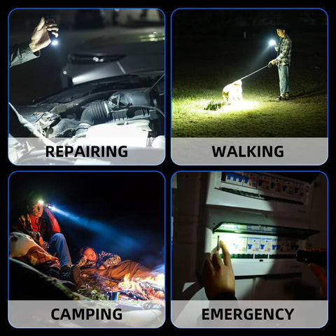 Rechargeable 1200 Lumen Tactical Flashlight With Type C Charging IP68 Waterproof 6 Light Modes 2600mAh Battery for various uses