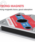 Front view of YESWELDER four-piece welding magnet set, 50 lb holding power, steel bodies