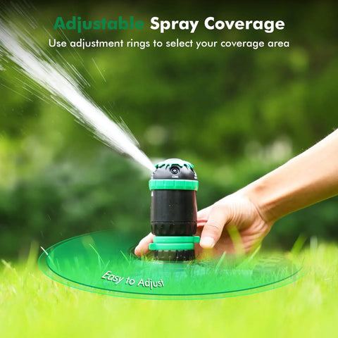 Hand adjusting Gear Drive Sprinkler With Wheeled Base 5 Pattern Adjustable Lawn Sprinkler for precise coverage on a green lawn