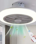 18 Inch Low Profile Bladeless Ceiling Fan with Lights and Remote, Quiet Flush Mount for Bedroom and Kitchen in White