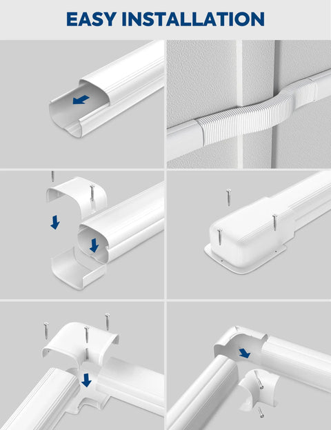 Installation guide for Paintable 13Ft Mini Split Line Set Cover Kit With Flexible Duct 3 Inch Decorative Cover For HVAC cables
