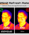 Thermal Imaging Camera With 640x480 IR Resolution And 25Hz Refresh Rate Dual Camera System With 2MP Visible Light Handy Handheld Pro Grade Unit For Home Inspection HVAC Electrical And Water Leak Detection showing 25Hz vs 8Hz thermal face image