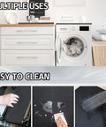 Heavy Duty Silicone Top Loader Protector Mat For Washer And Dryer Surface 27 X 27 Inch, shown in kitchen setting with easy cleaning.