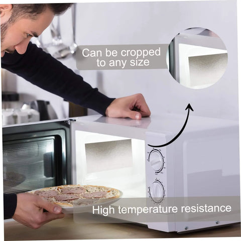 Man installing 10 Piece Microwave Waveguide Covers Mica Sheets 5.9 By 4.7 Inches Easy To Cut Replacement Heat Insulation For Microwave Ovens