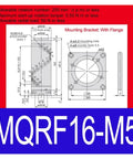 Technical diagram of Straight Up Heavy Duty Low Torque Rotary Joint Seal For Pneumatic Cylinders MQRF16-M5 with mounting specifications.