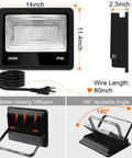 Dope 200W RGB LED Flood Light With Remote Control IP66 Waterproof Security Spotlight dimensions and features