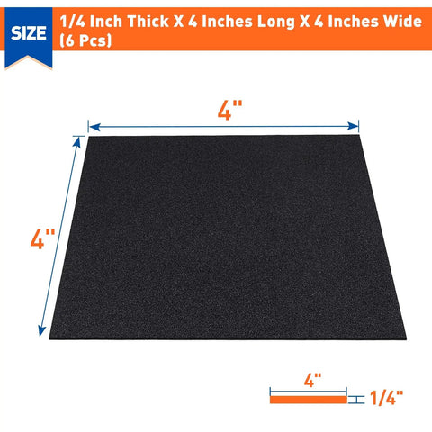 Self Adhesive Foam Padding Set 4x4 Inch Neoprene Closed Cell Sheets One Quarter Inch Thick Anti Vibration Pads Waterproof 6 Pack