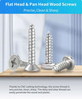 Flat and pan head screws from 580 Piece Stainless Steel Wood And Sheet Metal Screw Set With 16 Sizes M3 To M6.
