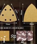 186Piece Oscillating Tool Sandpaper Kit with detail pads, triangle sandpaper dimensions 93mm, and finger sandpaper 40mm