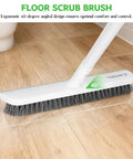2 In 1 Floor Scrub Brush With Scraper, 48 Inch Adjustable Handle, Stiff Bristles For Tough Grime cleaning tile floor