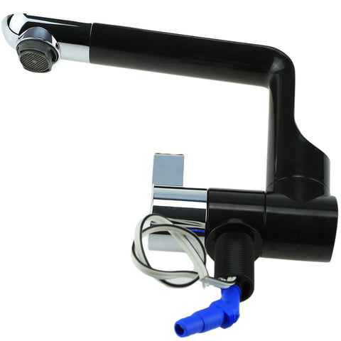 12V Electric Water Faucet With Switch For RV Kitchen Sink And Pump Hookup Plug And Play Rotatable Spout in black color