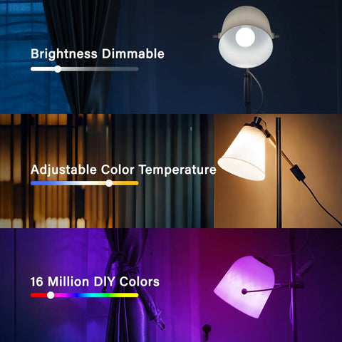 WiFi Color Changing A19 LED Bulbs With Alexa And Google Assistant No Hub Needed 75W Equivalent 800 Lumen CRI Over 90 RGB Smart
