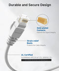 Snagless Short Cat6 Ethernet Cable Set In White 5 Pack 3 Ft Slim Profile 10Gbps Network Patch Cables gold-plated contacts detail