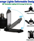 High Output 80W Garage Light With 3 Adjustable Panels Delivers 8000 Lumen At 6500K Daylight featuring angle adjustments