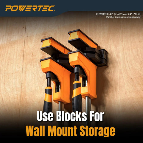 4 Pack Parallel Clamp Blocks For Cabinet Doors And Frames Pro Grade Woodworking Clamping Aids That Fit Most Standard Parallel Clamps Also Wall Mountable Storage For Quick Access And Organization. wall-mounted clamp blocks on plywood