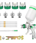 HVLP Gravity Feed Spray Gun Kit With 1.4mm 1.7mm 2.0mm And 2.5mm Nozzles 600ml Cup For Cars Walls Furniture And Home Improvement
