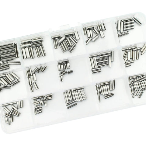 Sutemribor 200-piece M2/M2.5/M3/M4 slotted stainless steel spring pin set in a clear organizer, top view