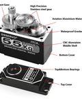 Beefy Brushless RC Servo With Full Metal Gears, 61 KgCm Torque, 0.09 Sec, 8.4V, Heat Dissipation Grooved Housing, Shockproof For 1/8 to 1/12 RC Cars.