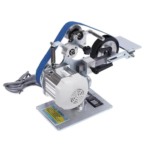 Heavy Duty 550W Belt Sander Polisher With Brushless Motor showing all-steel construction and blue sanding belt.