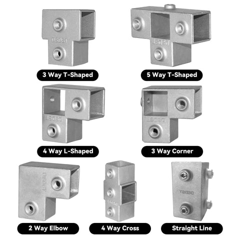 Boss Grade 25Mm Square Tube Connectors 8 Piece Set Dang Tough Aluminum Alloy joints for frame building and construction.