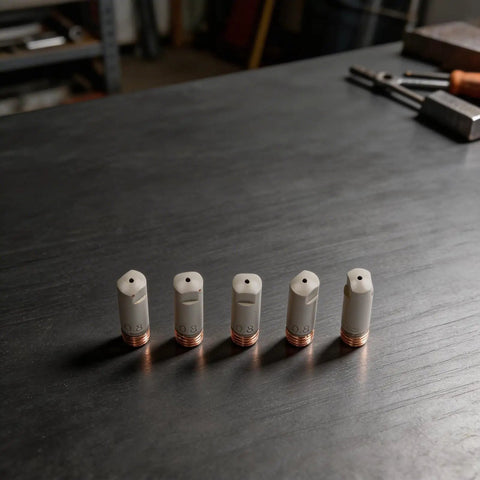 Five 0.8mm contact tips for Mig Welder Accessory Kit with 0.8mm Contact Tips and Nozzles for 15AK Torches High Conductivity Red Copper Tips