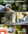 Close-up of reinforced brass inlet on 3 Zone Sprinkler Timer with Brass Inlet and IP65 Waterproof Housing, showing 360° neck.