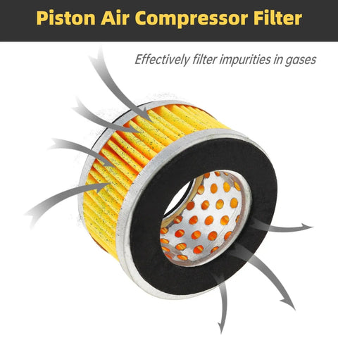 5 Pack Air Compressor Intake Paper Filter Elements 4.2x3x2 Inches Piston Type Yellow Replacement, Easy Install, in use