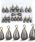 26 Piece Fishing Weights Sinkers Kit with drop shot weights and lead sinkers in portable tackle box for bass and more.