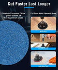 77 Pack 2 Inch Zirconia Sanding Discs With 1 Quarter Inch Roll Lock Quick Change System for metal rust removal and wood deburring.