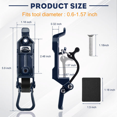 Heavy Duty Roof Rack Shovel Mount Bracket Kit With Metal Rubber Clamps Two Pack Quick Release Shovel And Axe Tool Holder dimensions illustration