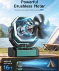 Beast Mode Portable Rechargeable Camping Fan With 9 Inch Blade 24000mAh Battery powerful brushless motor airflow diagram