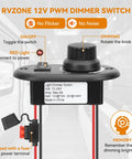 Pro Shop Certified 12V High Side Pwm Dimmer Toggle Switch For Rv Camper Boat And Pickup Trailers viewed from the top with wiring.