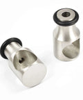 Fortune Stainless Steel Sliding Barn Door Hardware Kit wall spacers, shown in satin finish, part of the 10 ft track set.