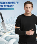 Heavy Duty Cut Resistant Arm Sleeves on a man, showcasing anti puncture protection for cut hazards.