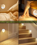 Usb Rechargeable Night Light With Motion Sensor Easy Install LED Warm White Magnetic Stick On Hallway Light illuminating stairs and bedroom
