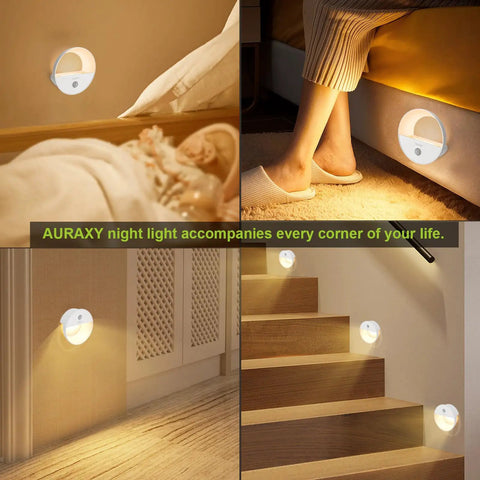 Usb Rechargeable Night Light With Motion Sensor Easy Install LED Warm White Magnetic Stick On Hallway Light illuminating stairs and bedroom